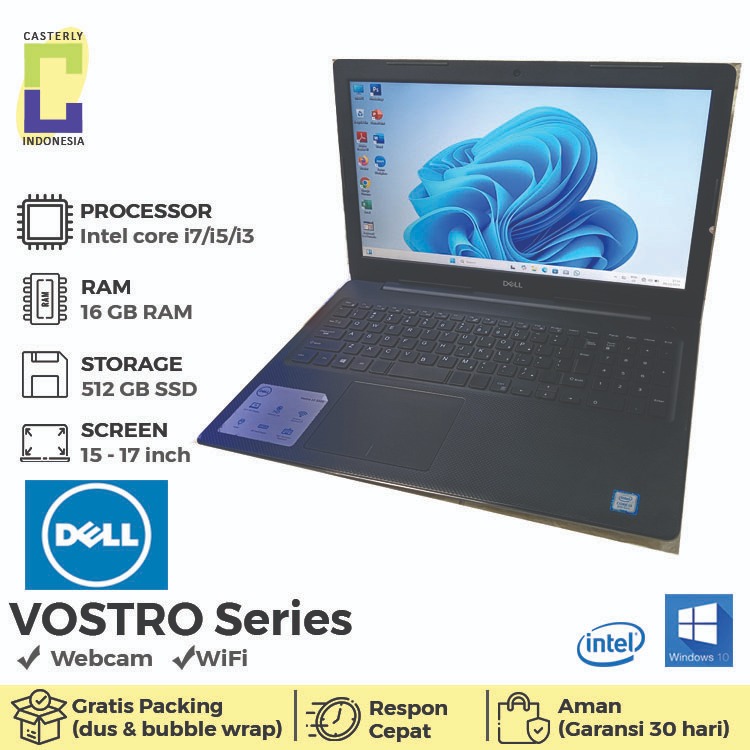 Laptop dell Vostro 3578/3580 core i5/i3 gen 8 ddr4 16 gb ssd 512 15 inch keyboard numerik