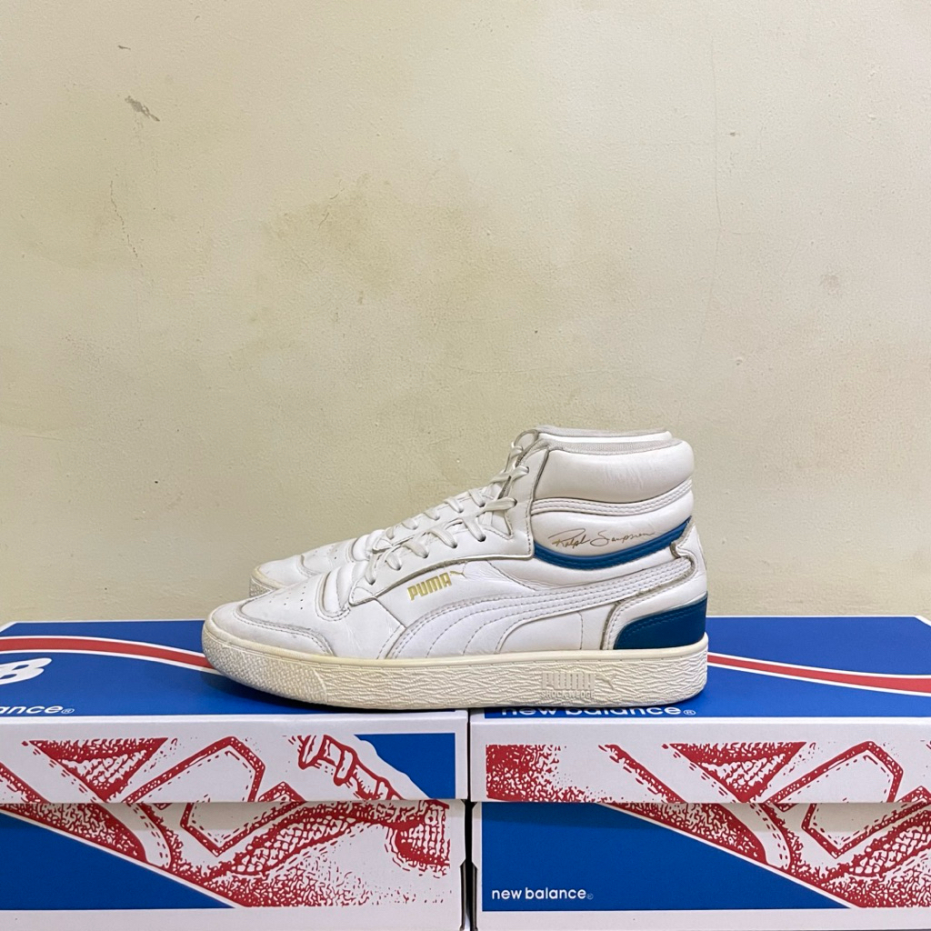 40 - Sepatu Ralph Sampson Mid White Digi Blue Bekas Second