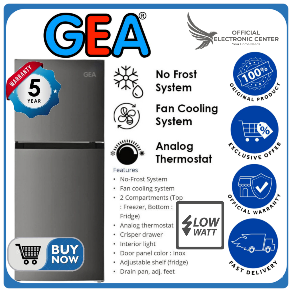 GEA KULKAS G2HD-198 G2HD198 G2HD 198 KULKAS 2 PINTU GEA LEMARI ES 2 PINTU GEA 198L SUPER LOW WATT NO