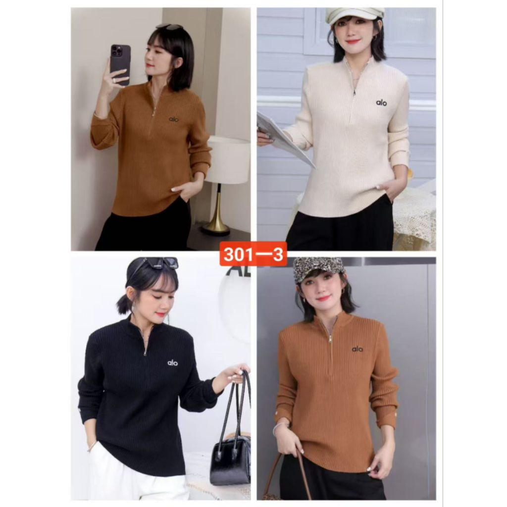 Azkiyya collection/switer rajut wanita olop kerah bulat lengan panjang (bahan tebal melar)