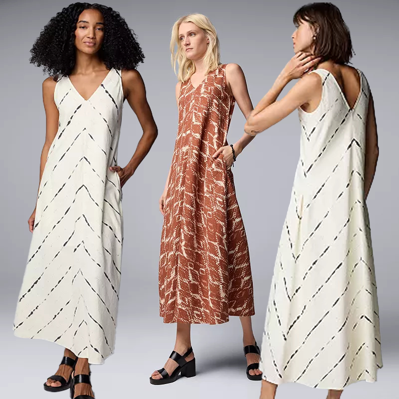 LONG MAXI DRESS PETITE V NECK SLEEVELESS LINEN BLEND