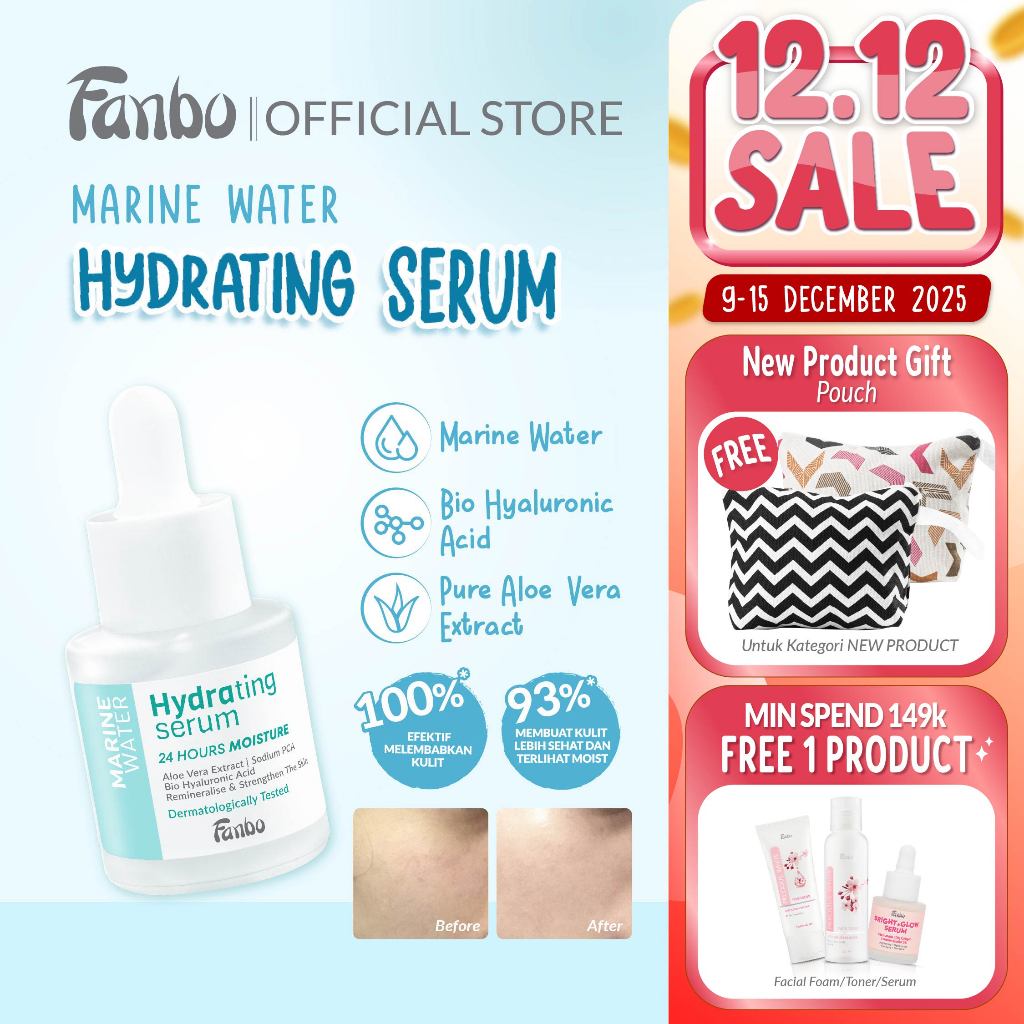 Fanbo Marine Water Hydrating Serum 20 ml - 24 Jam Menghidrasi kulit kusam, memperkuat skin barier,  