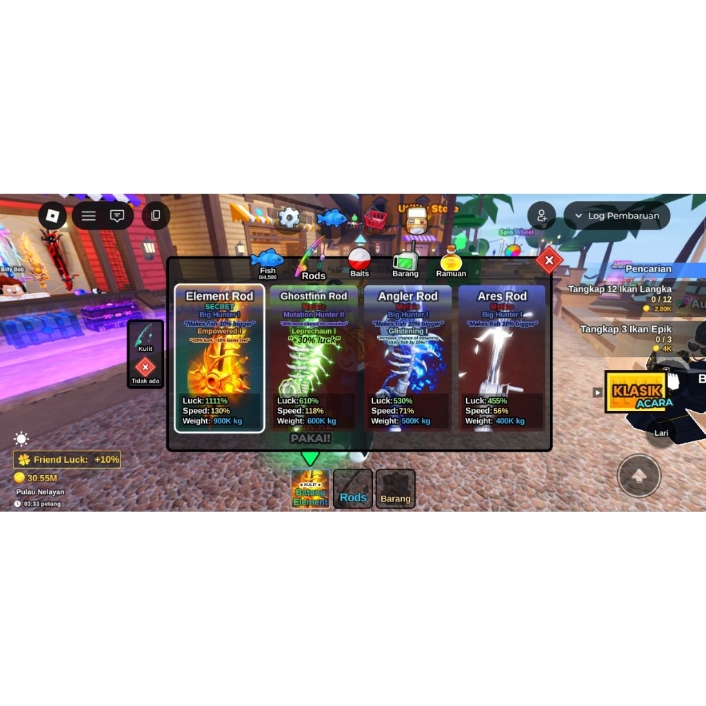 AKUN FISH IT ELEMENT ROD DATA POLOS