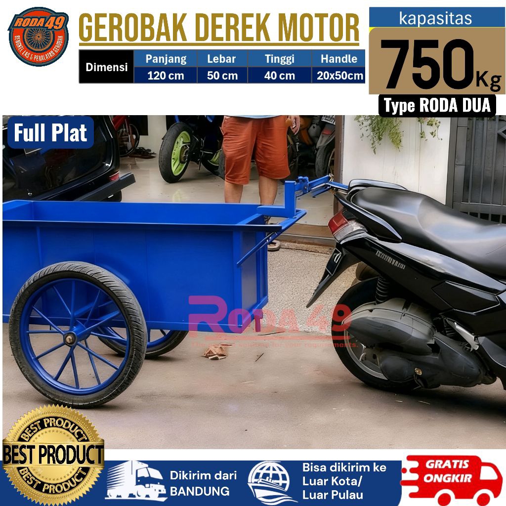 CRANE BARROW / Gerobak tarik motor / gerobak full plat besi
