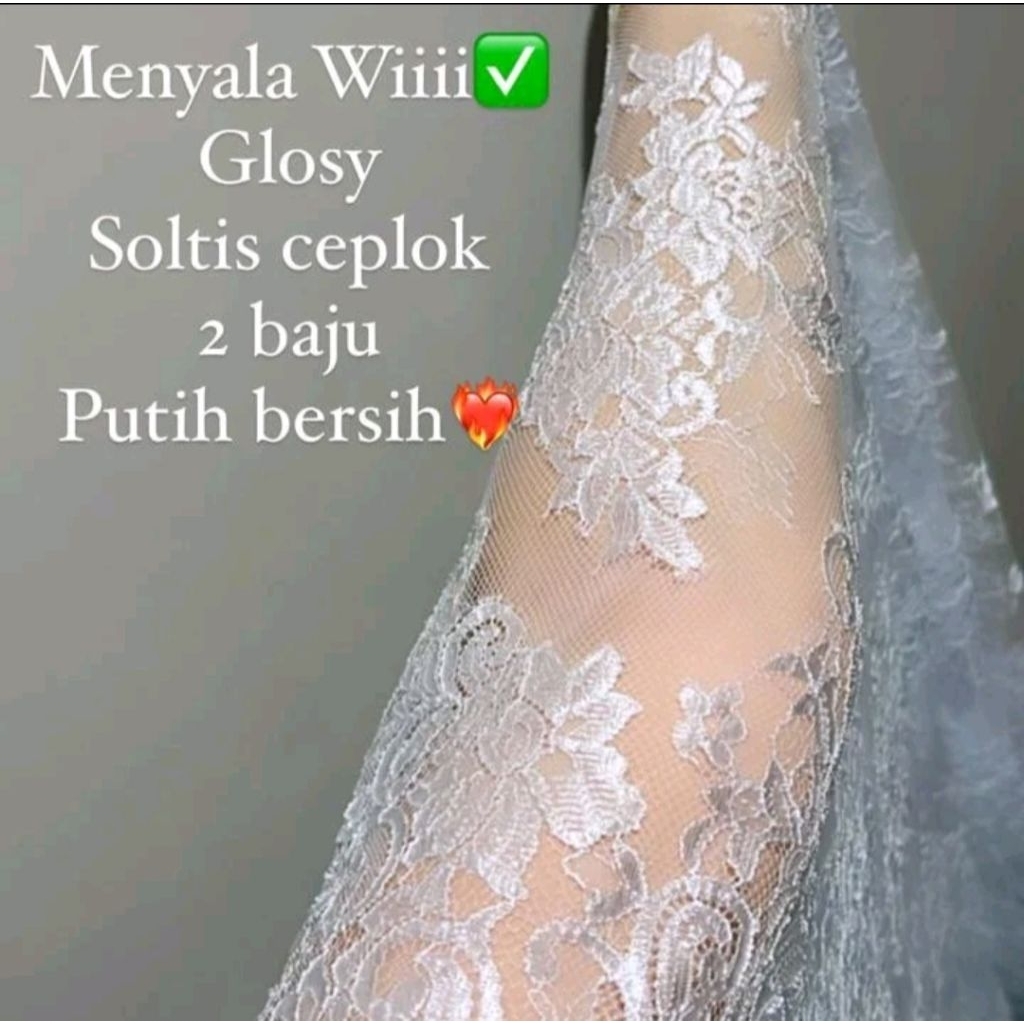 flash sale kain kebaya Bali brokat metalik glossy ceplok