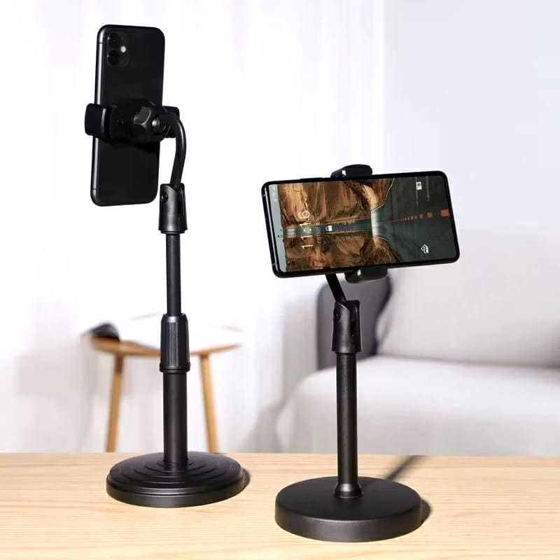 (PS) Microphone Stand Holder HP Phone Standing Hp L7 Tongsis Selfie Panjang Warna Hitam