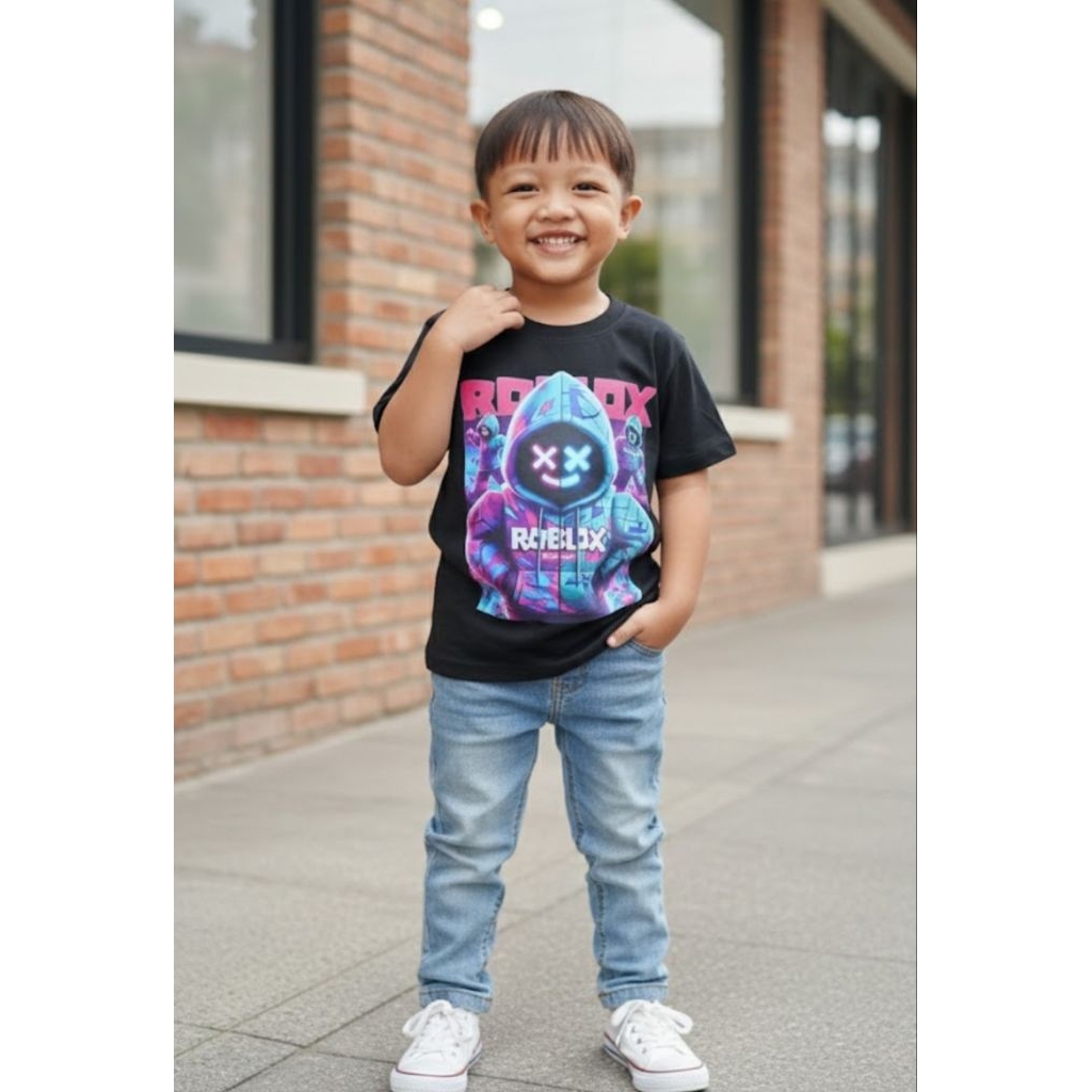 Baju anak motif roblox/baju anak/baju roblox/kaos anak motif roblox/kaos roblox