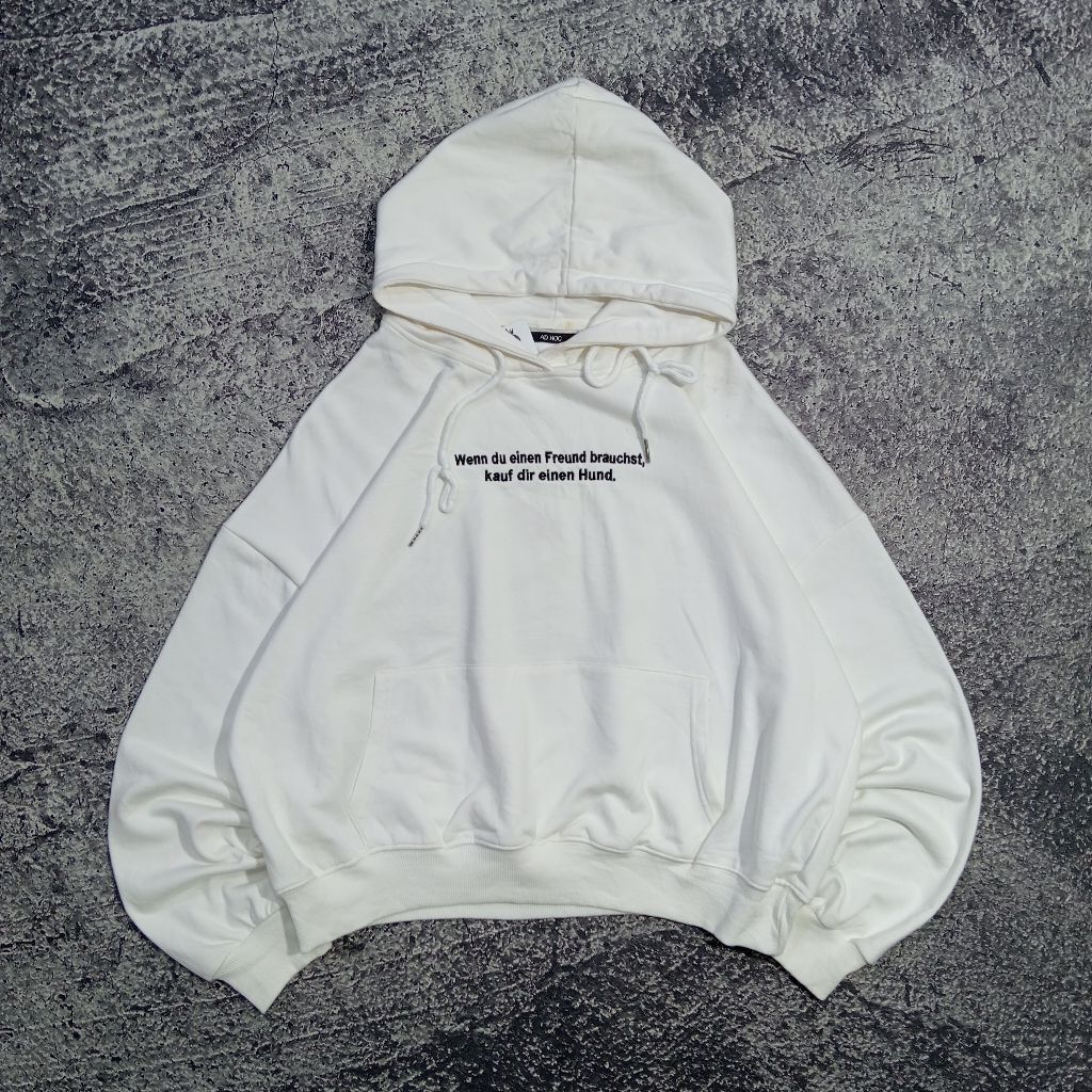 jaket Hoodie AD HOC putih jaket casual murah size xl