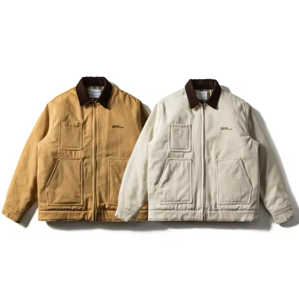 SONO LEATHER Jaket Polo Casual Katun Canvas Mocca Cream