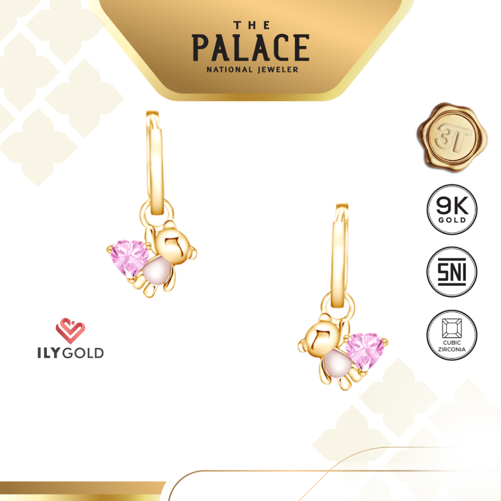 ILY GOLD TEDDY - Bear Hoop Earrings / Anting