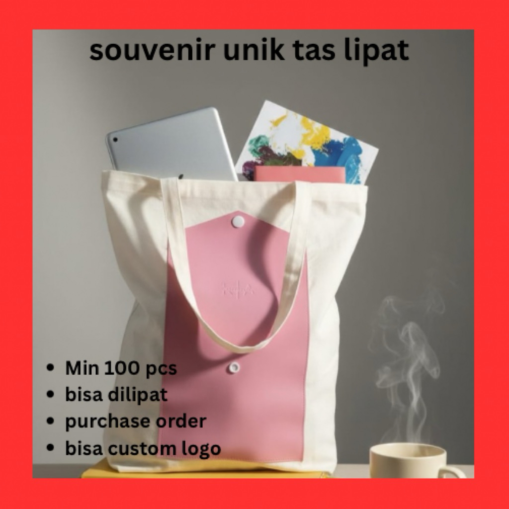 Tas Lipat Blacu Popplin – Tote Bag Lipat Minimalis – Souvenir unik - Souvenir Ekonomis- Custom Logo