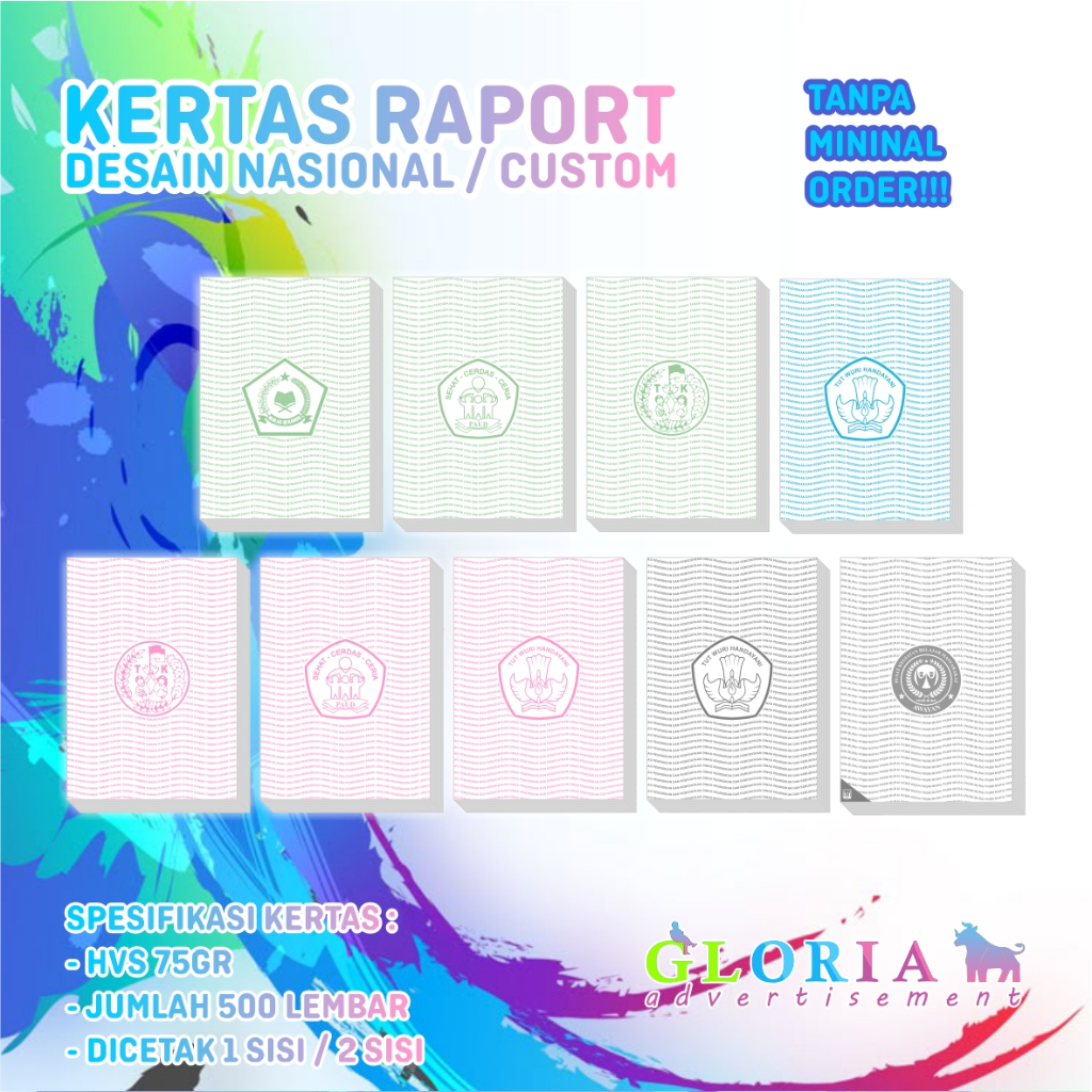 KERTAS RAPORT PAUD TK SD MI MTS DAN SMA / KERTAS RAPOR CETAK DEPAN BELAKANG