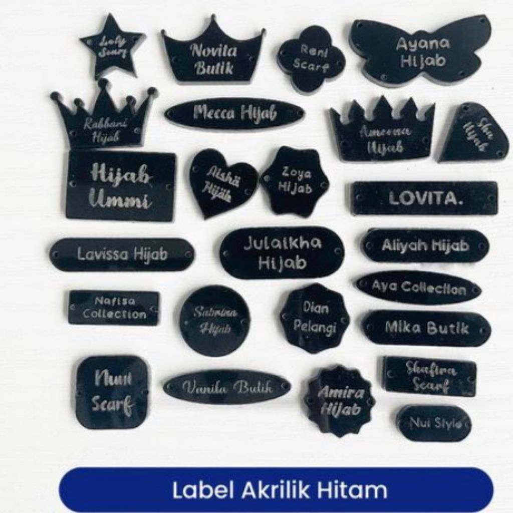 Label Akrilik Hitam Custom