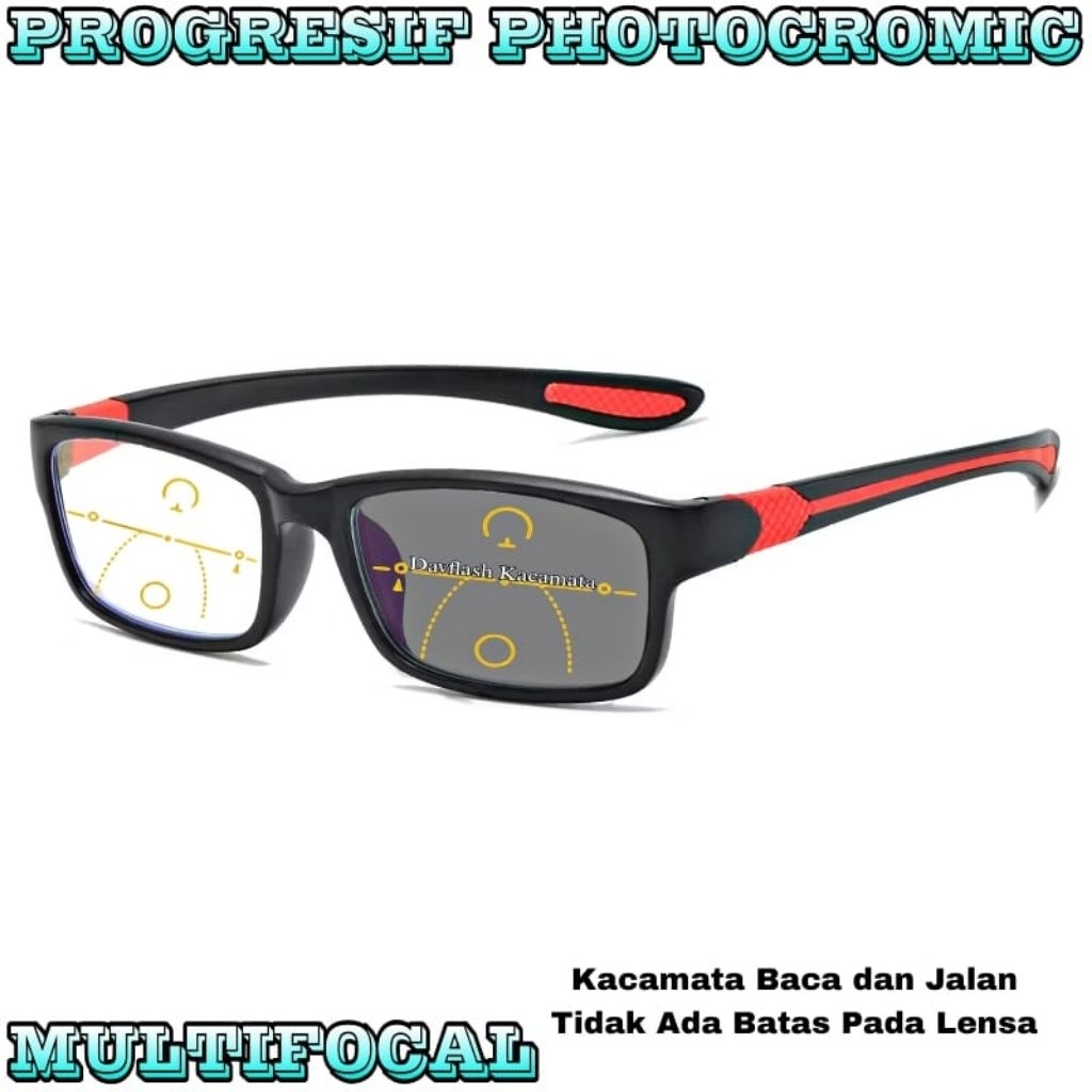 KACAMATA SPORT FRAME BACA PLUS DAN JALAN LENSA PROGRESIF PHOTOCROMIC KACAMATA PRIA