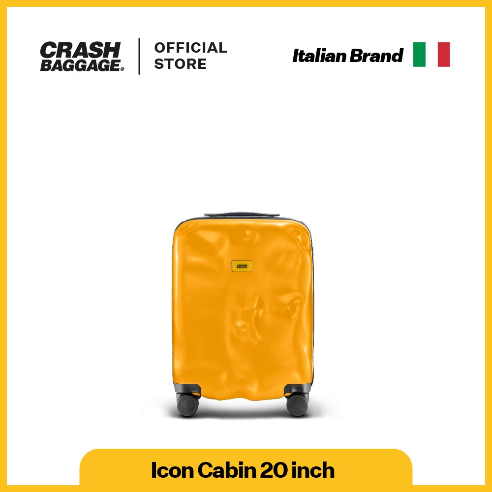 Crash Baggage Icon Koper 20 Inch Cabin (40L) Hardcase Spinner TSA Lock - Yellow
