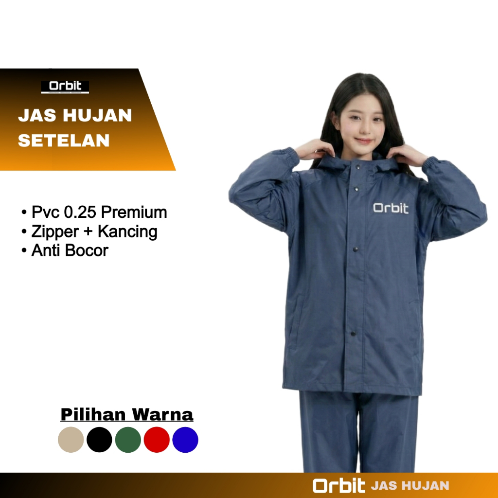 Jas Hujan Mantel Hujan Pria Wanita Bahan PVC Premium Tebal dan Kuat