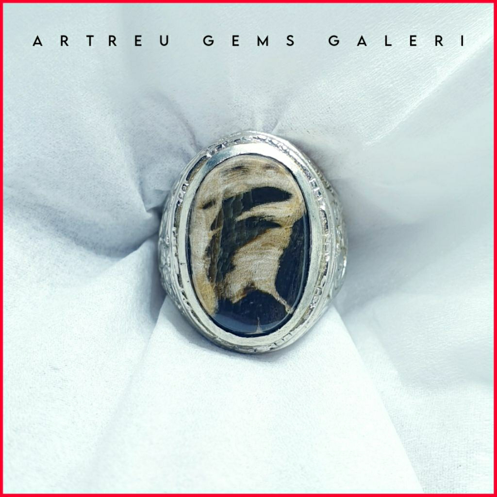 Batu Fokay Gambar Huruf ( F ) | COD Bisa | Cincin Batu Akik Ring 5-10