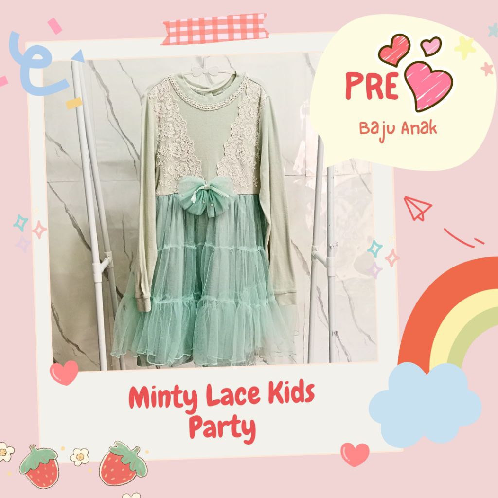 Dress Pesta Tutu Bordir| Dress Tutu Hijau Mint