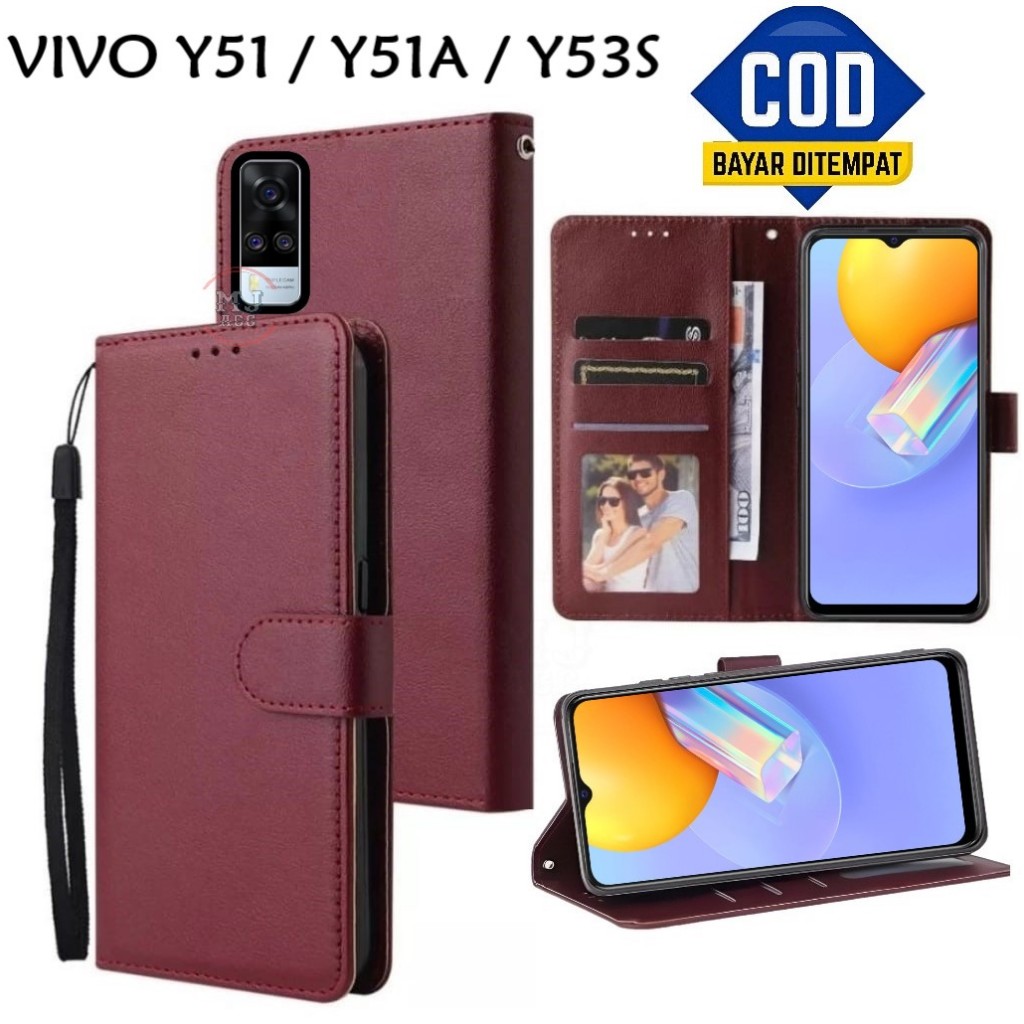 FlipCase Vivo Y51 / Vivo Y51A / Vivo Y53S Leather Case Wallet Premium Casing Dompet Hp Cover Ponsel