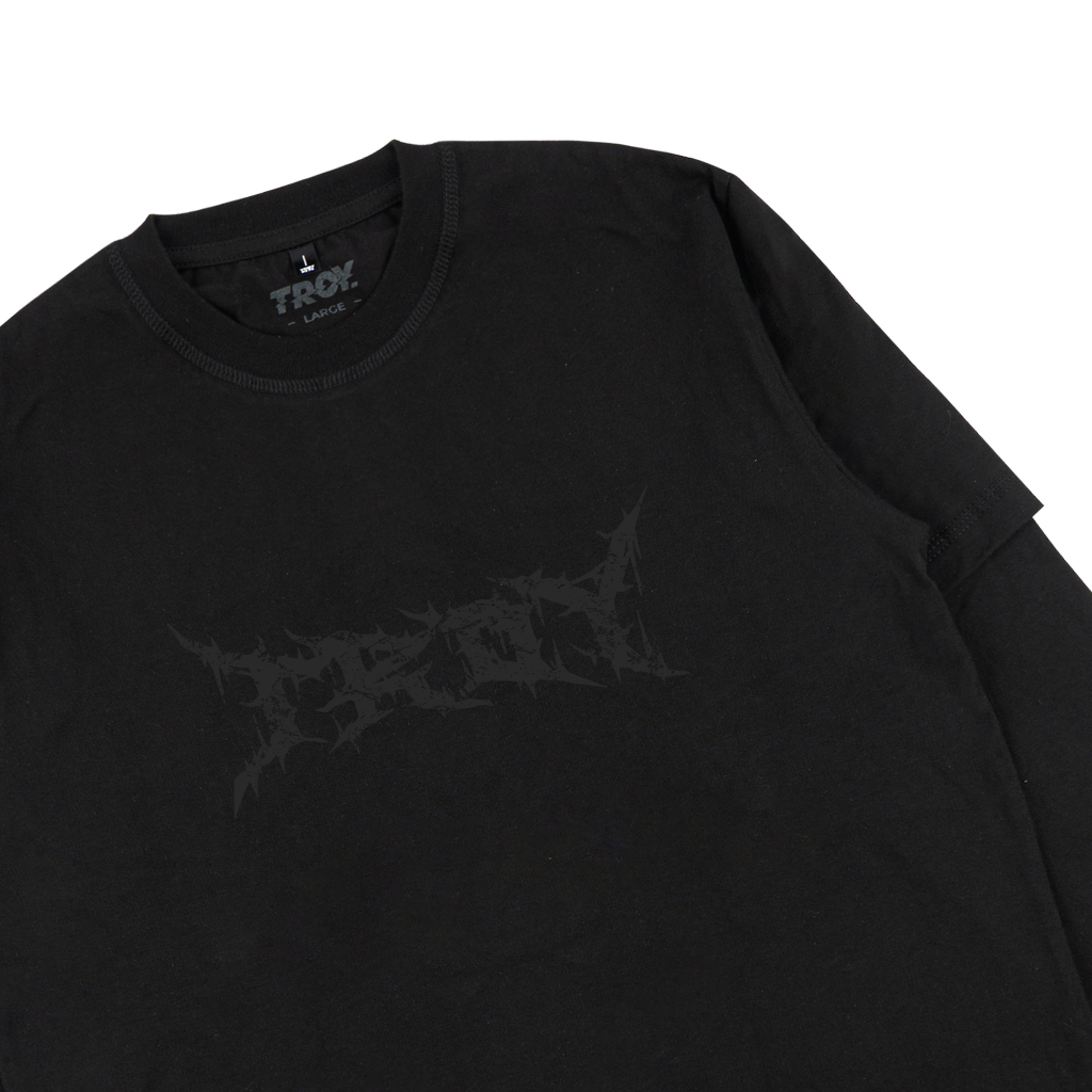 Troy Company Double Sleeve Double Layer Longsleeve Tshirt Pure Black Demonios - Kaos Lengan Panjang Hitam DSD 2530