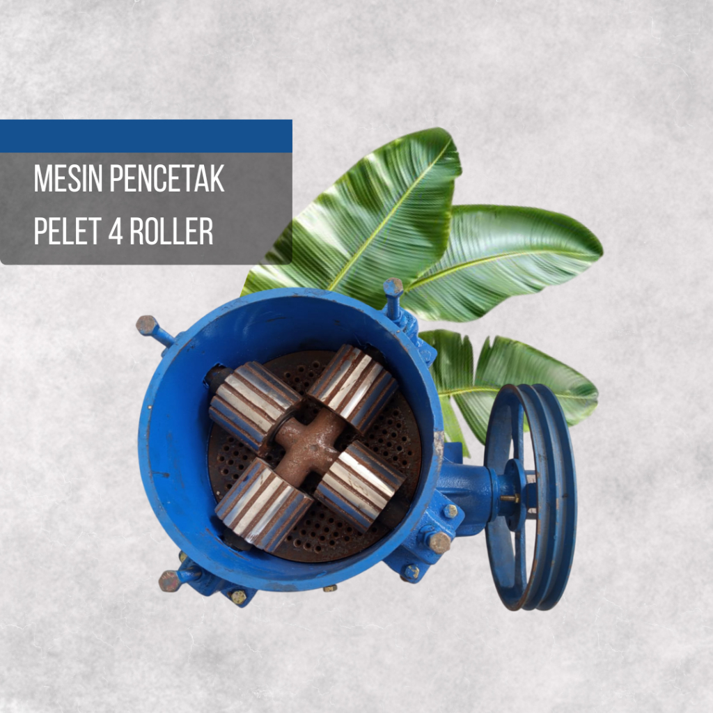MESIN CETAK PELET 4 ROLLER LENGKAP PENGGERAK ENGINE 6.5 HP/ DINAMO 1 HP