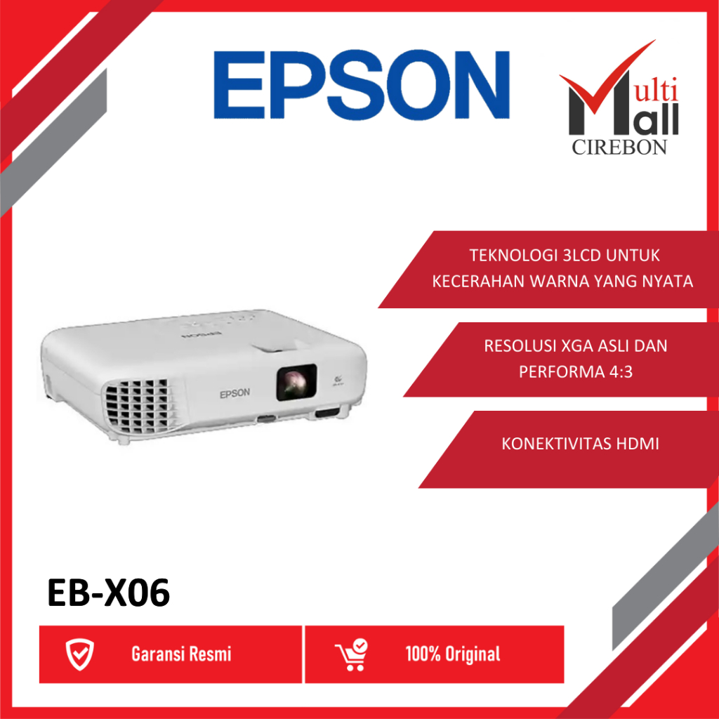 Epson Proyektor EB-X06 EB X06 EBX06 3LCD XGA 3600 Lumen HDMI WIFI