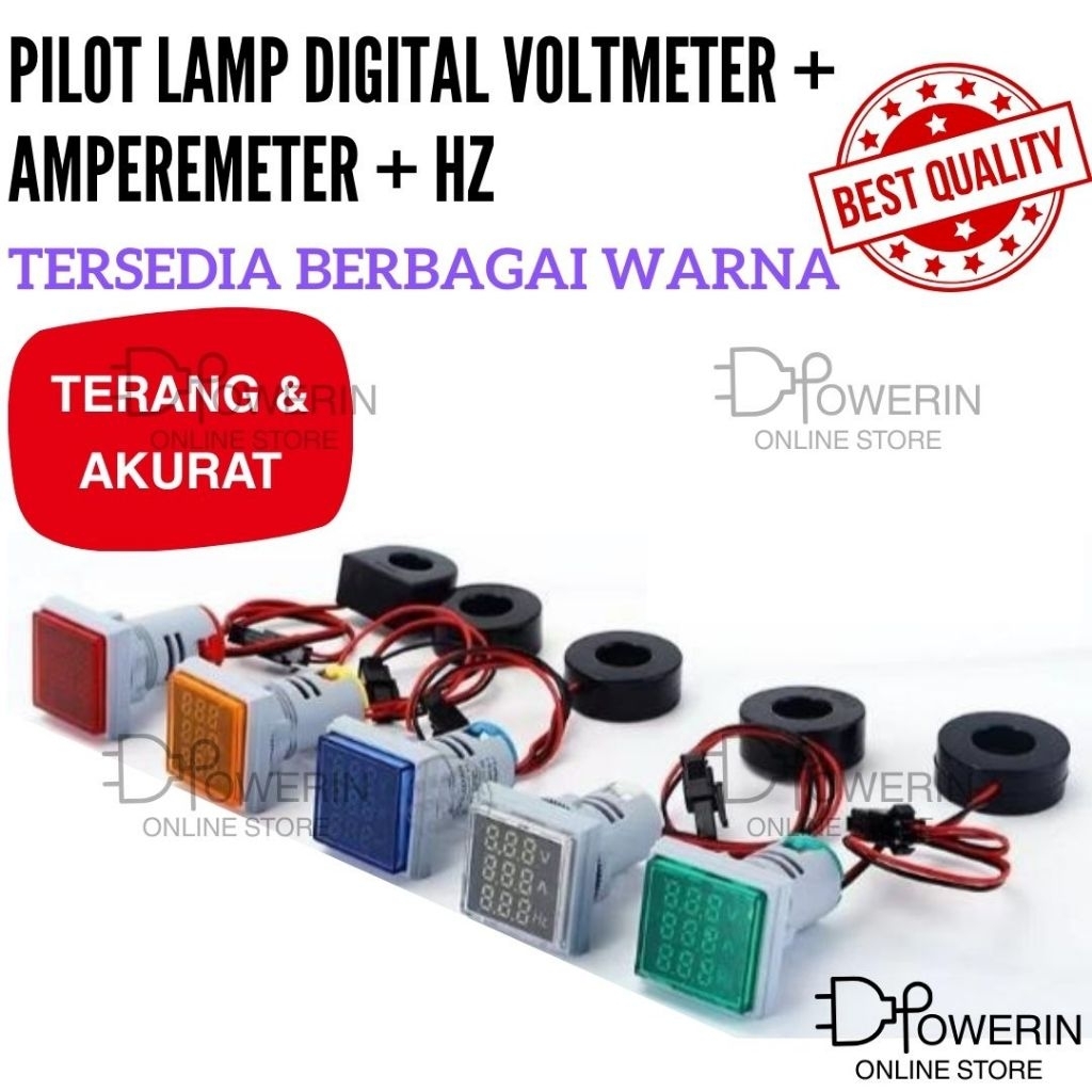 Pilot Lamp Voltmeter Amperemeter Hz Persegi Lampu Pilot Indikator AD16-22VAH