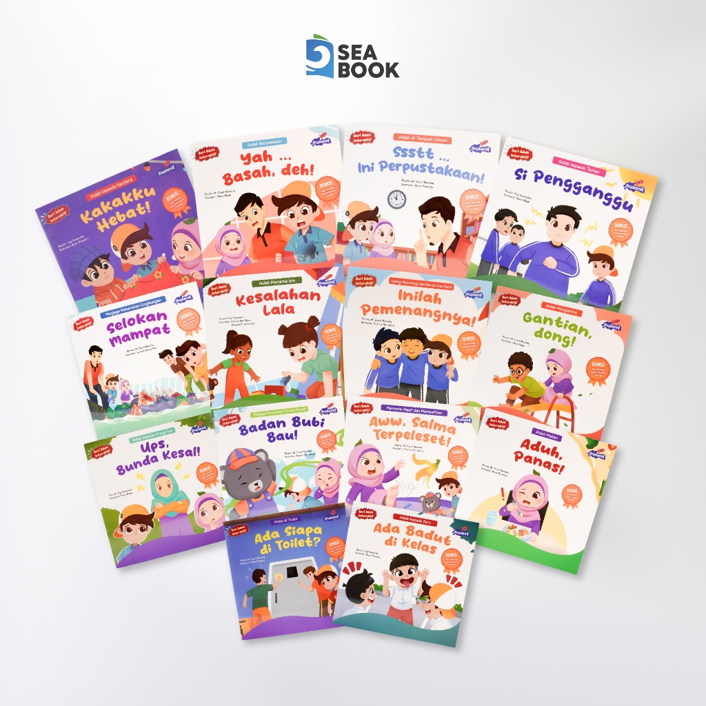 Seabook - Paket Buku 14 Seri Adab Interaktif Anak - Pergaulan, Rumah, dan Tempat Umum