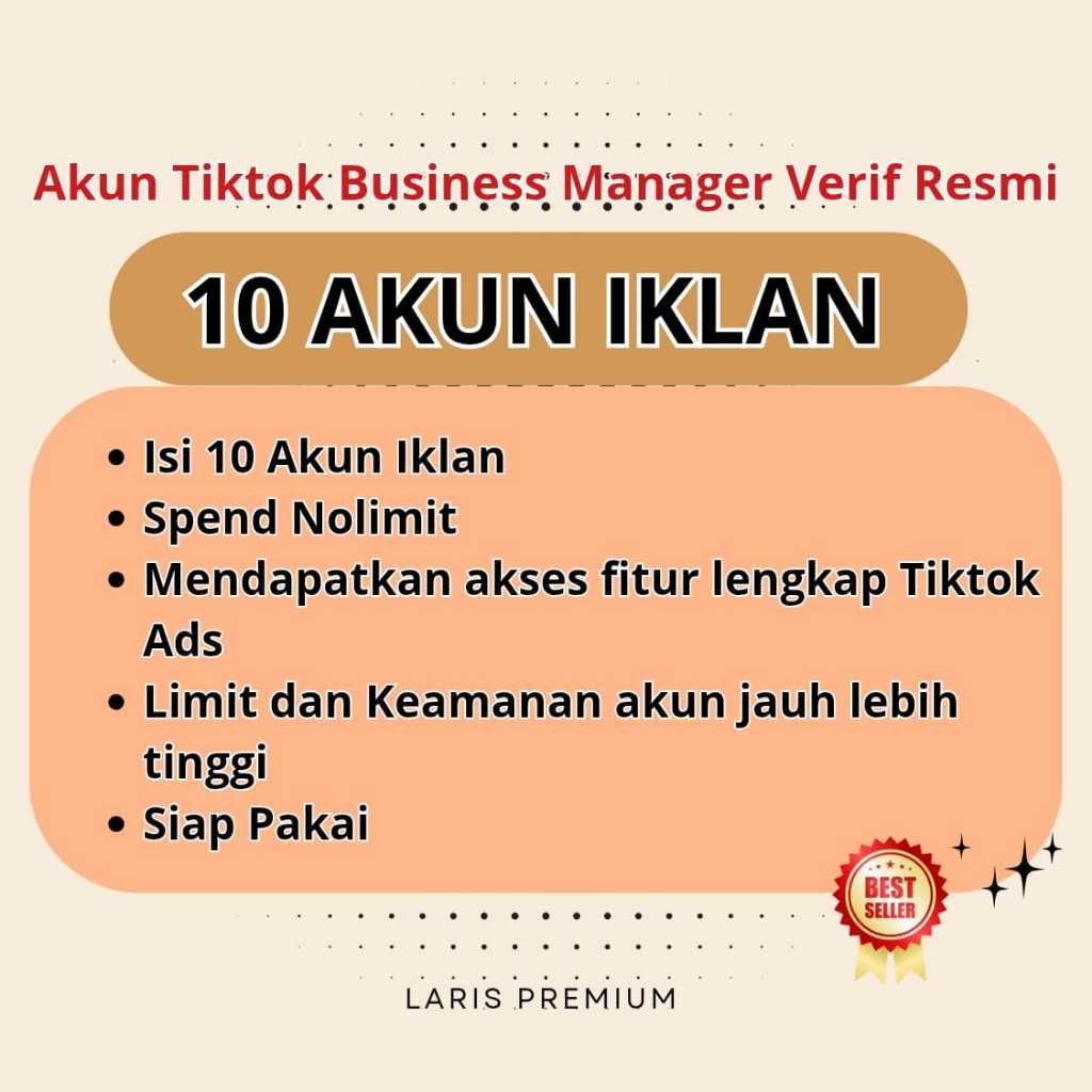 Jual Akun Tiktok Ads Verified Resmi BC 10 Akun Iklan