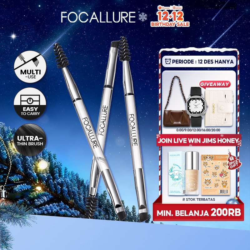 FOCALLURE 2-IN-1 Eyebrow Brush Multi-use Makeup Eye Brow Brushes Makeup Tool 1PCS