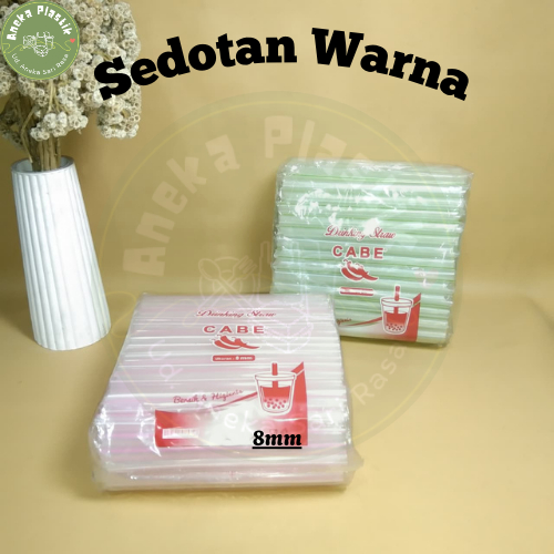 Sedotan Plastik 8 mm. Sedotan Cap Cabe. Sedotan Bubble, Sedotan plastik TERMURAH, sedotan kekinian, 