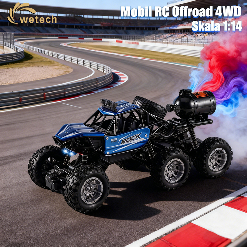 WETECH Mobil Remote Control Spray 2.4GHZ 4WD Besar Mobil Offroad Alloy Climbing Car RC Mobil Remote