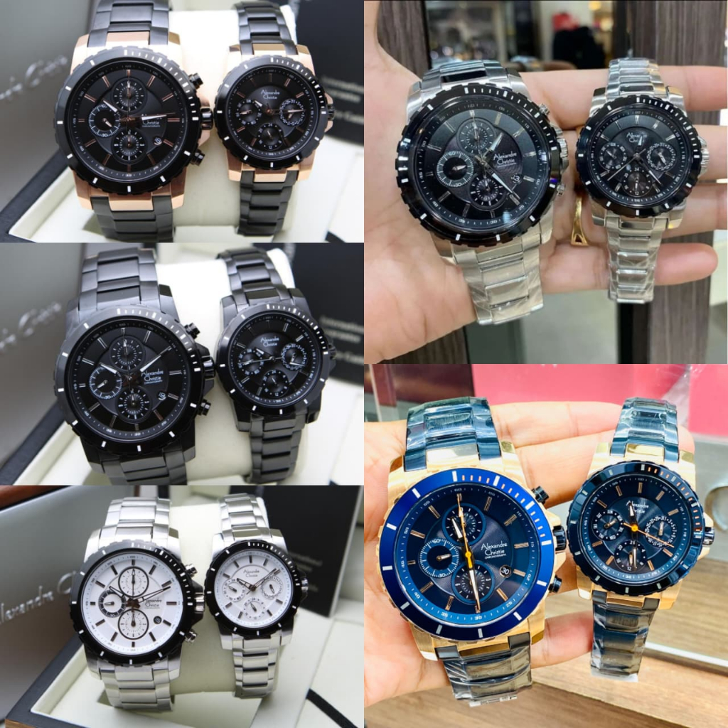 JAM TANGAN COUPLE ALEXANDRE CHRISTIE AC 6141 AC6141 BLACK ROSEGOLD ORIGINAL