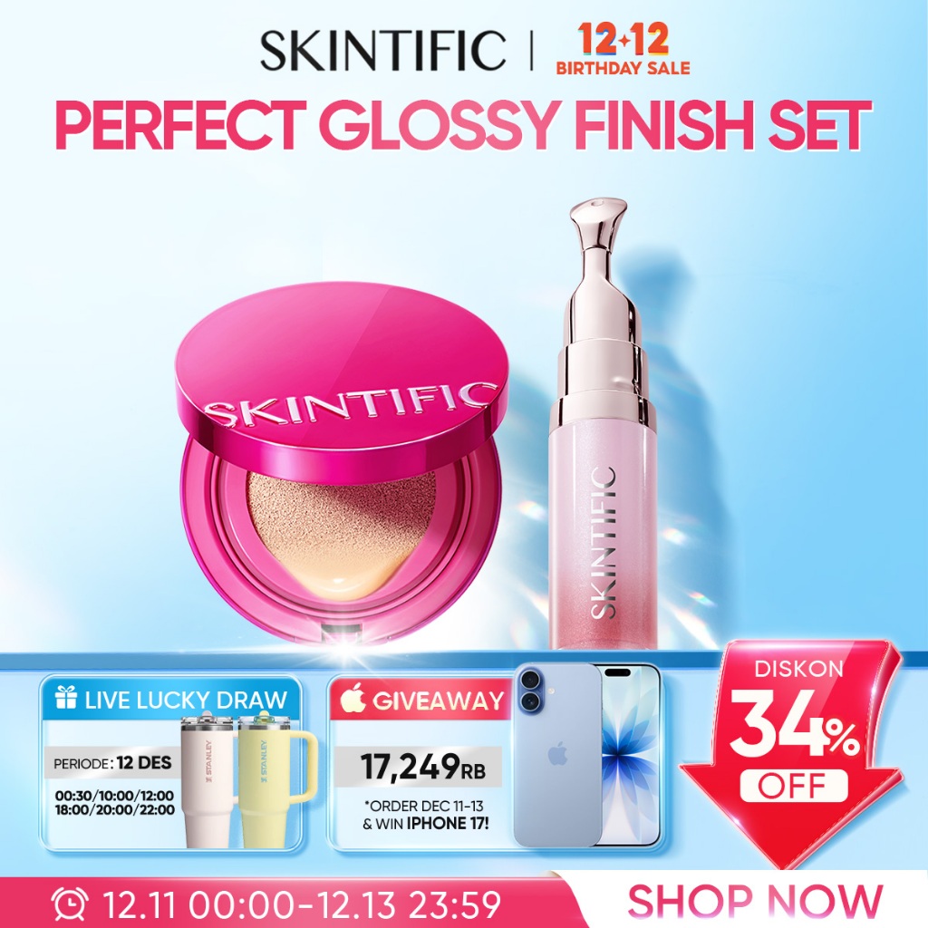 [NEW LAUNCH] SKINTIFlC -Cover Glow Perfect Pink Cushion & Color Lip Serum (Cherry Red)  2PCS Combo