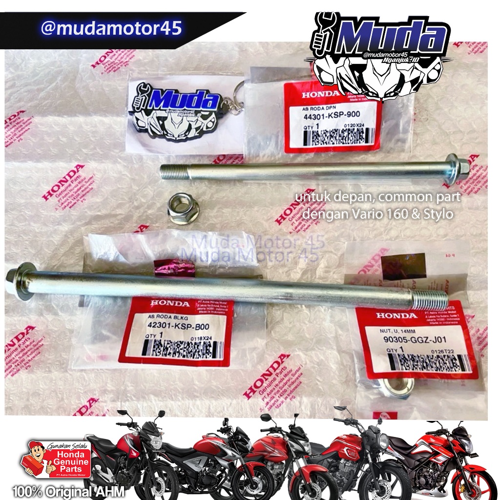 AS RODA DEPAN OR BELAKANG OLD CB150R VERZA VARIO 160 STYLO MEGAPRO MONO AXLE FR RR WHEEL 42301-KSP-B