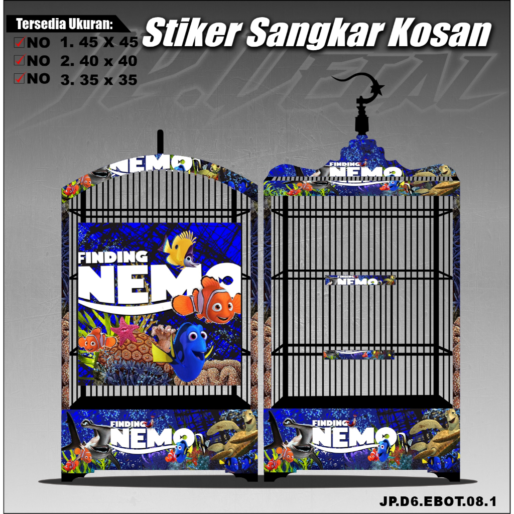 (COD PROMO 12.12) Stiker Dekal Sangkar Kotak Model Kosan BnR Ebod No 1 2 3 Desain Nemo - D6 008