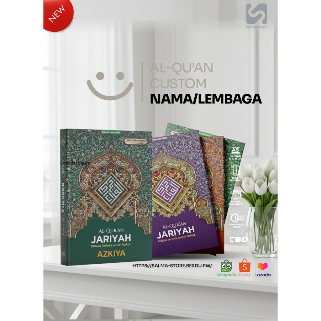 Custom Nama/ Lembaga Al Jariyah Al Quran Waqaf (Dapat 3 Mushaf) A5