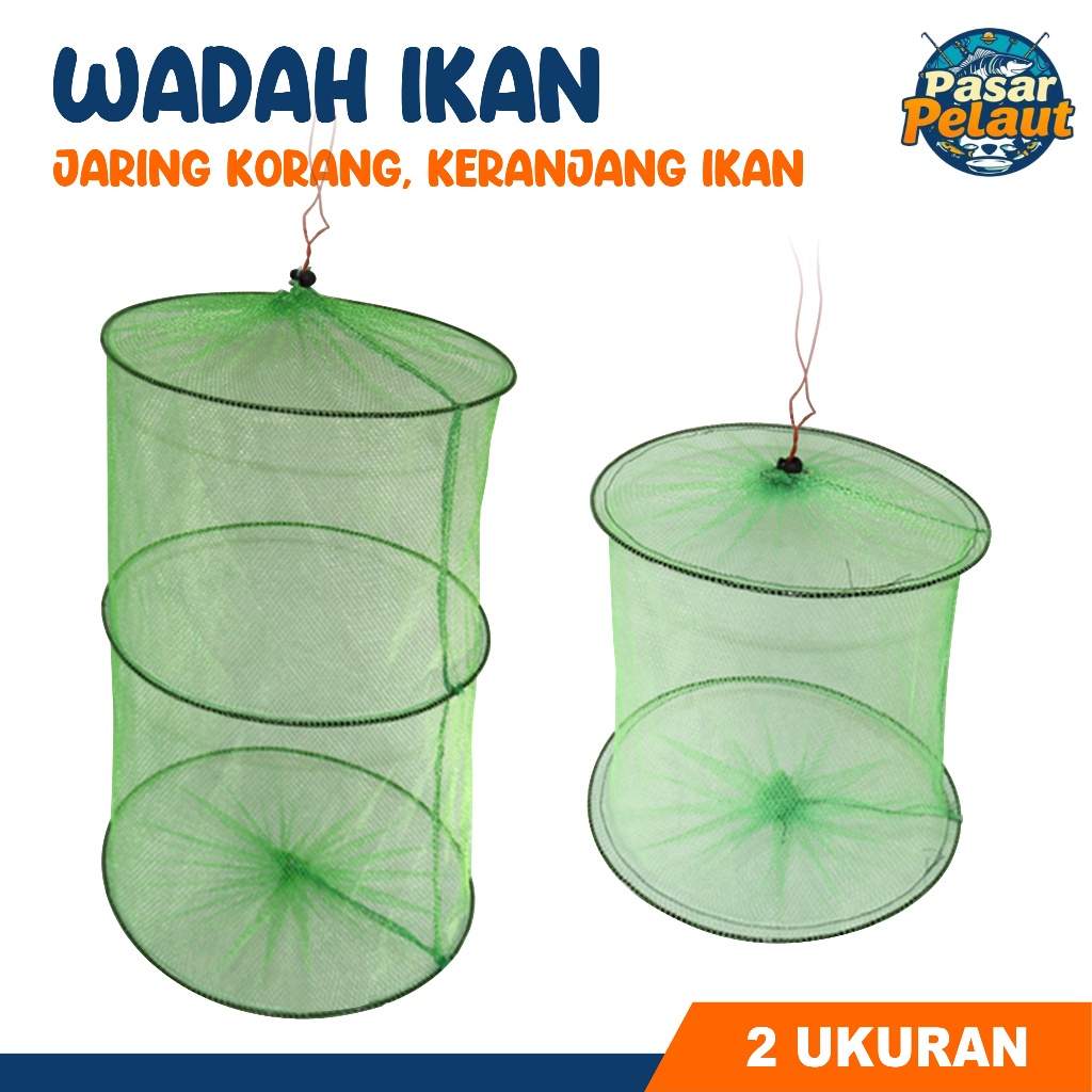 PASAR PELAUT Jaring Korang Wadah ikan 2 & 3 Layer tempat Ikan  Perangkap Ikan Jebakan Wadah