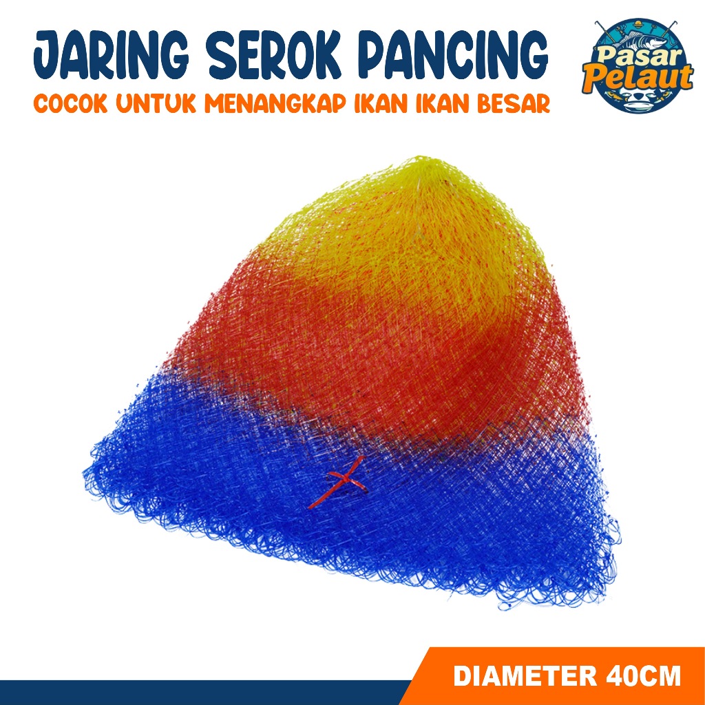 PASAR PELAUT - Jaring Serokan Ikan Warni Diameter 40cm Bahan Nilon Kuat Saringan Ikan Menangkap Ikan