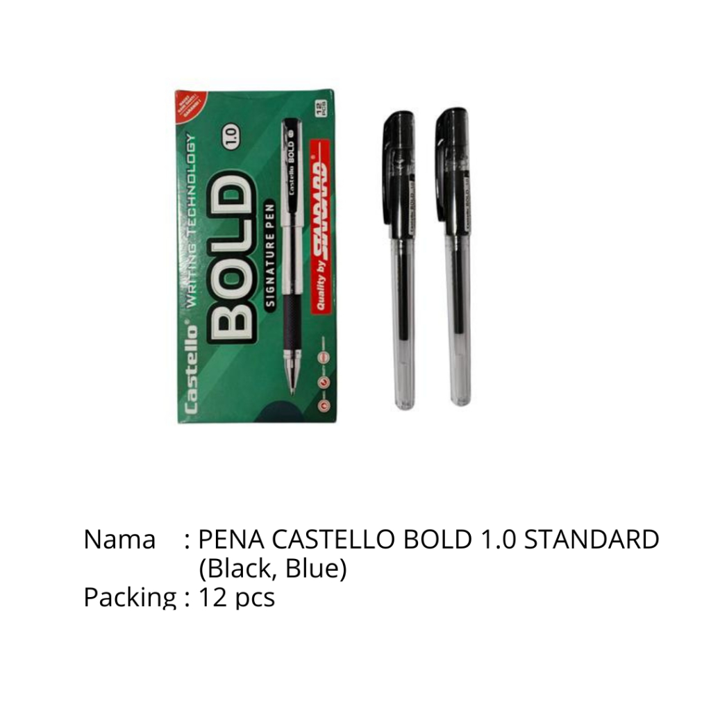 PENA CASTELLO BOLD 1.0 STANDARD (1 kotak isi 12 pcs)