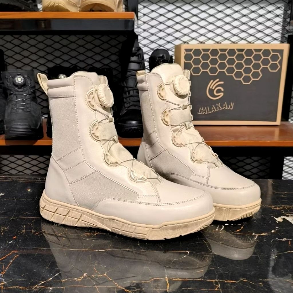 Sepatu PDL XMOD Tactical Krem Gurun Tali Putar Terbaru Original