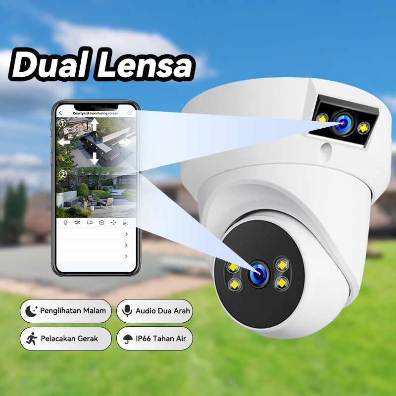 [COD] Kamera Ganda CCTV Suara Dua Arah /Penuh Warna Penglihatan Malam/ WIFI Pelacakan Gerak Keamanan