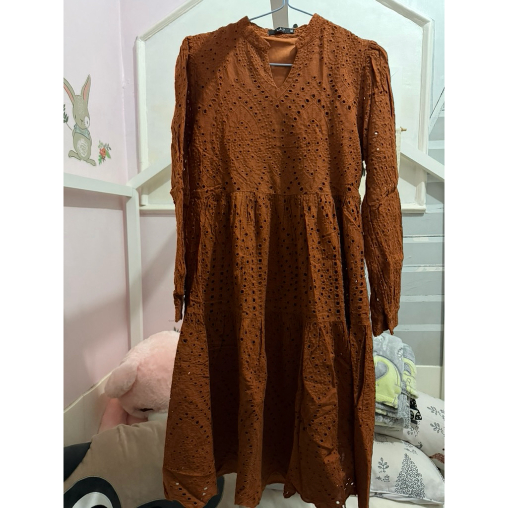 Tunik LFY like new warna brick teracotta panjang 96cm LD 85 cm