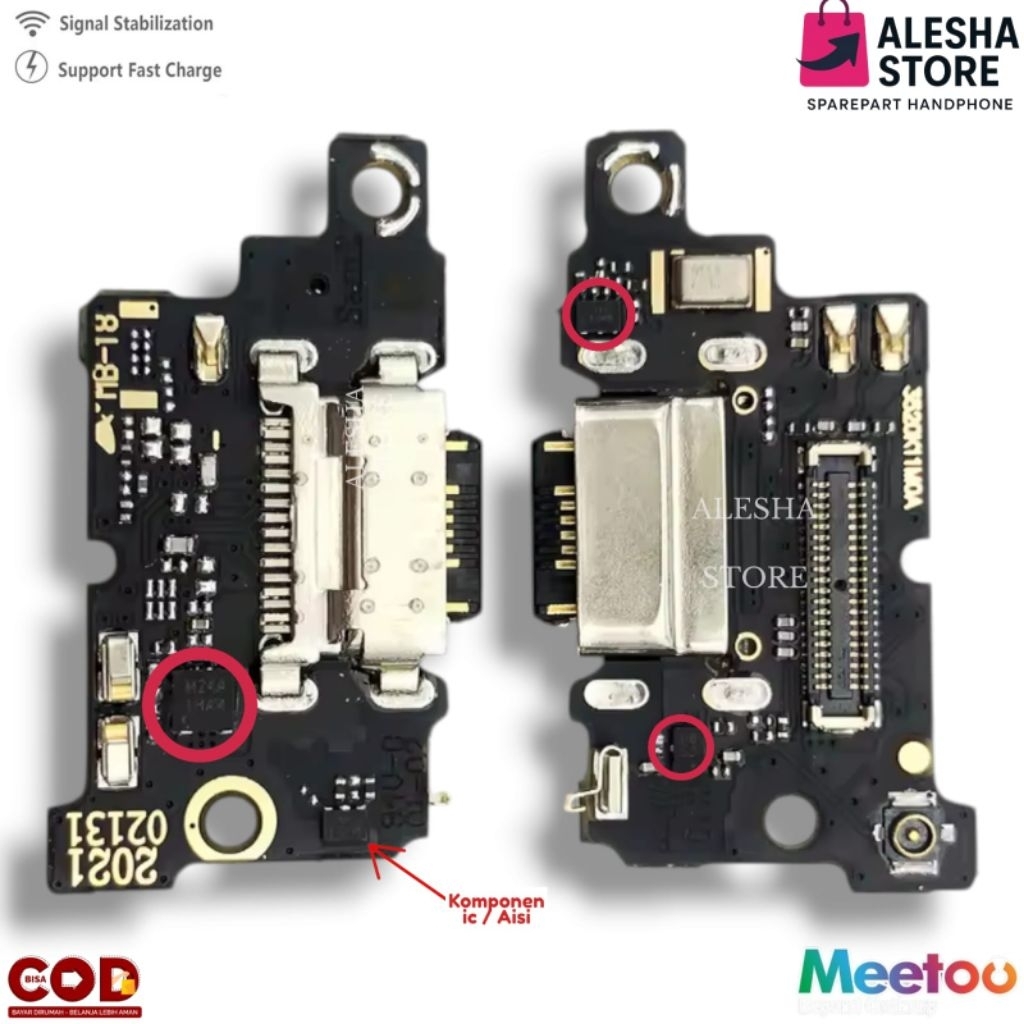 Flexibel Charger + ic FOR XIAOMI POCOPHONE F3 / REDMI K40 ORIGINAL 1:1 + MIC Full Komponen Aisi -  C