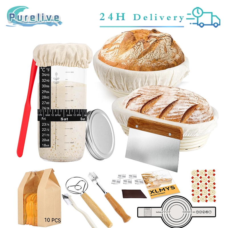 Sourdough Basket Fermentation Jar Peralatan Pembuat Roti Sourdough Lengkap