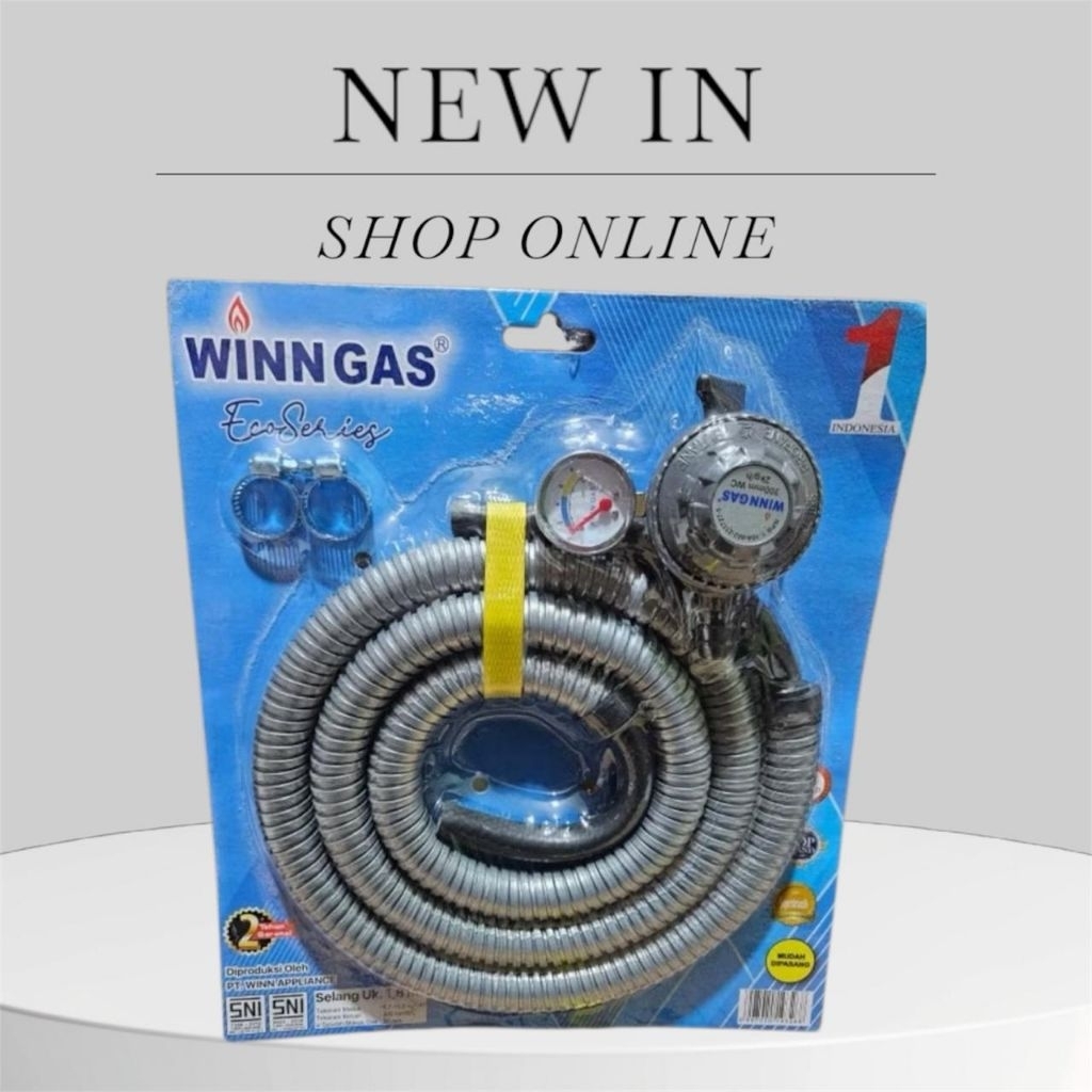 Selang Gas + Regulator / Winn Gas Regulator Dan Selang Kompor Panjang 1,8 Meter