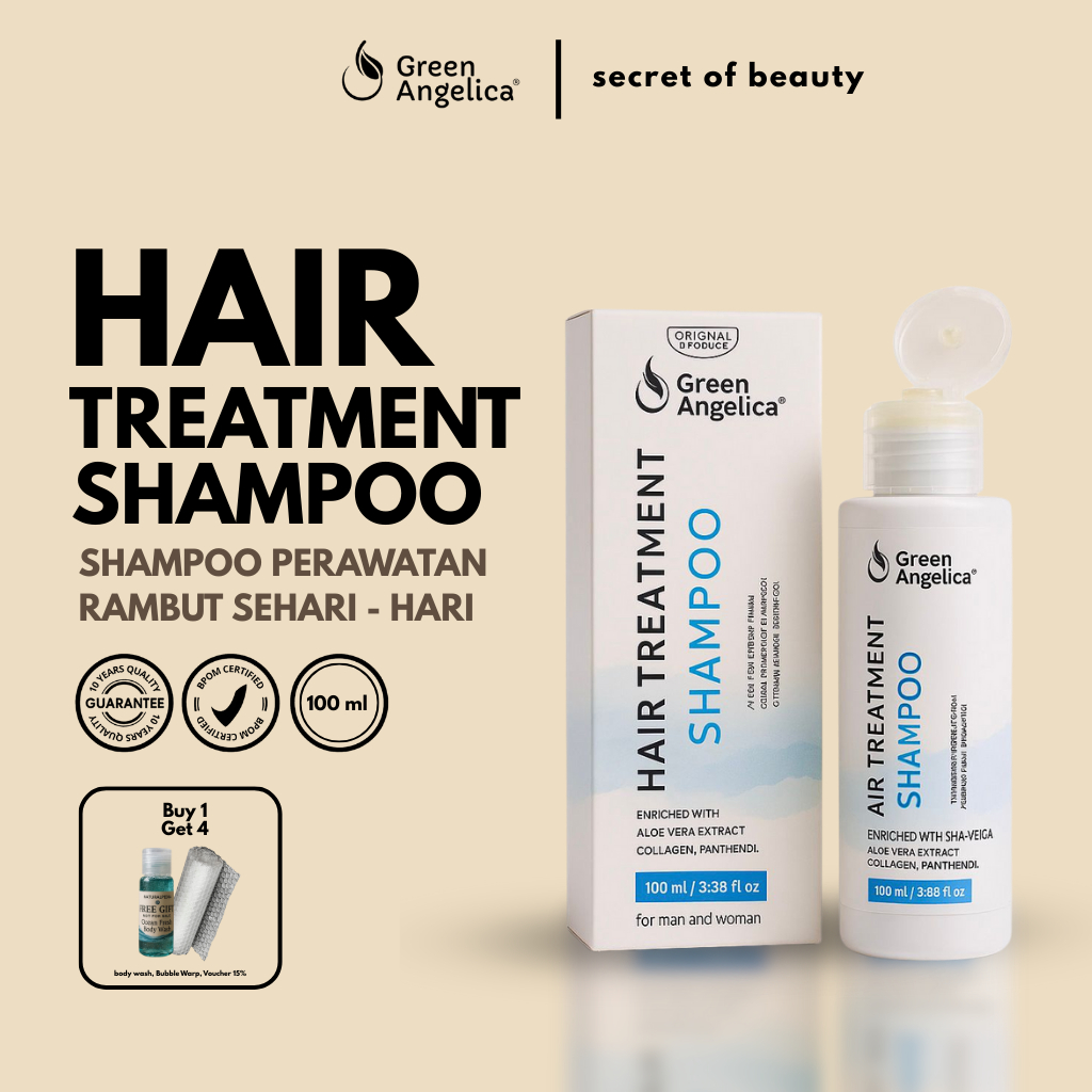 SHAMPOO GREEN ANGELICA MENUMBUHKAN RAMBUT - SHAMPO ATASI RAMBUT BERKETOMBE BPOM