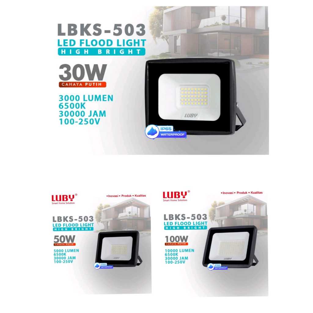 LUBY LAMPU SOROT LED 50W 50Watt LBKS-503 CAHAYA PUTIH FLOODLIGHT 50 Watt