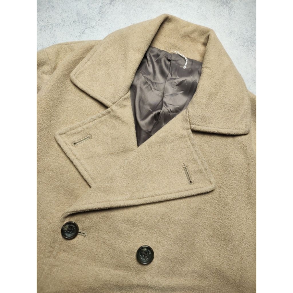 TK Mixpice Beige Double Breasted Wol Man Peacoat