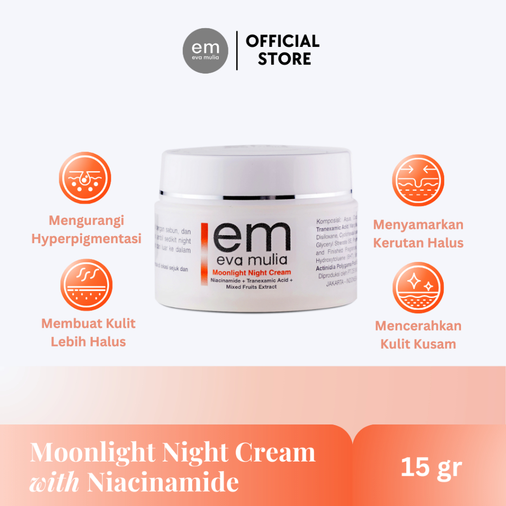 Eva Mulia Moonlight Night Cream 15gr - Dapatkan Kulit Wajah Sehat dan Bercahaya dengan Eva Mulia Moo